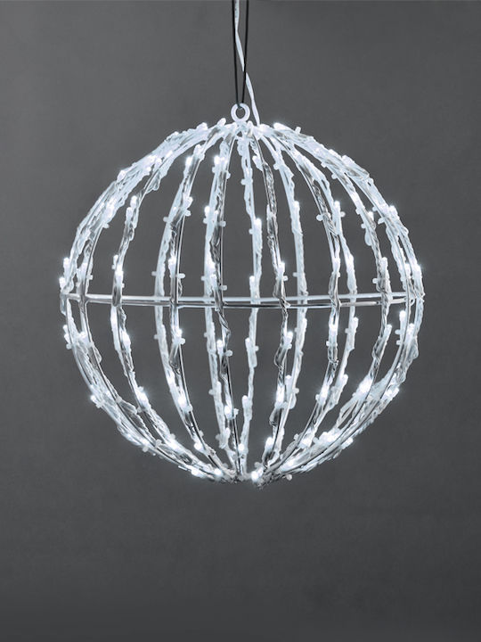 Aca Weihnachtlicher Metallisch Lichtschlauch in Form von Kugel Weiß 26x25x25cm 3d Cage Ball