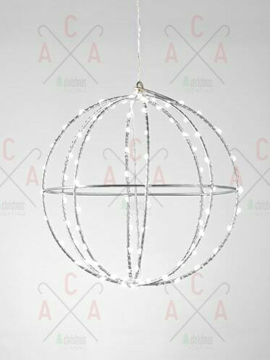 Aca Illuminated Christmas Metal Figure Ball Silver 30x30x30cm