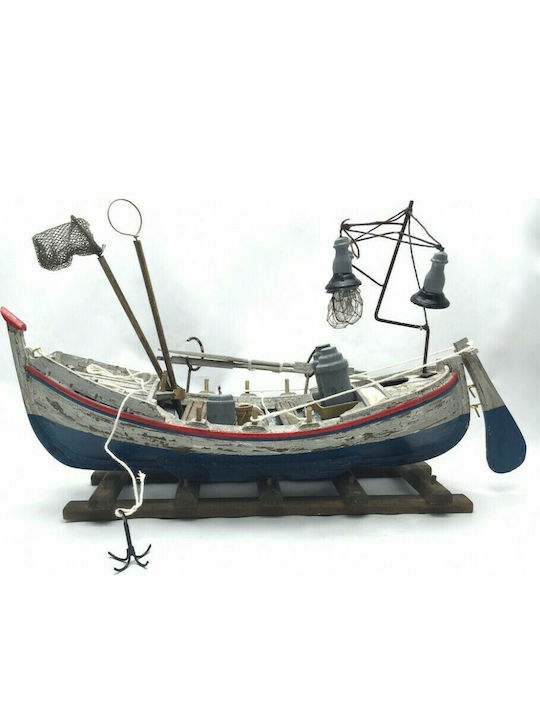 Pirofan De Crăciun Barcă Barca De Pescuit Din Lemn 30x18cm