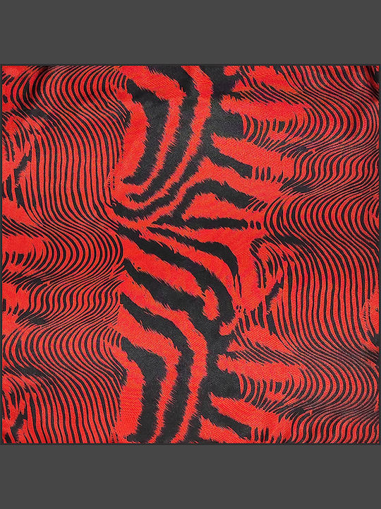 Damen Satin Zebra-Schal Rot/Schwarz quadratisch 50cm x 50cm