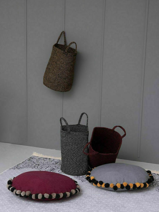 Ran Decorative Basket Fabric with Handles Yellow With Handles 30x30x45cm Palamaiki