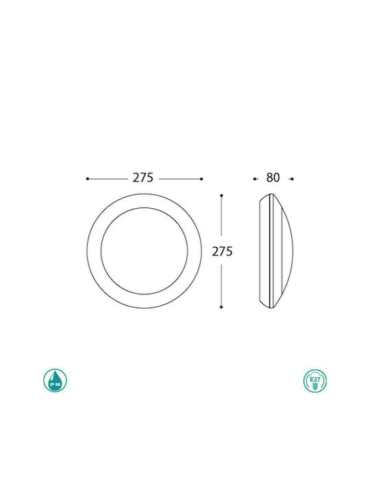 Fumagalli Berta Επιτοίχια Εξωτερική Πλαφονιέρα E27 IP66 27.5x27.5x8εκ.