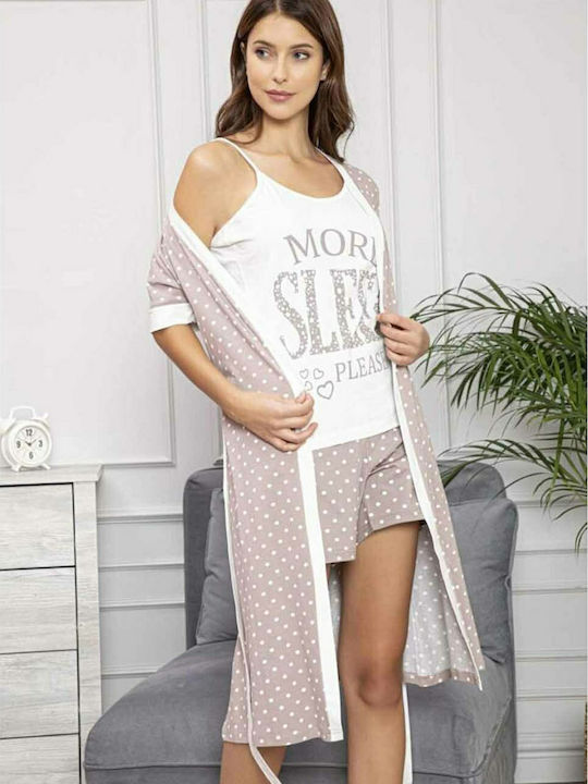 ΓΥΝΑΙΚΕΙΟ ΒΑΜΒΑΚΕΡΟ ΣΕΤ ΠΥΤΖΑΜΑ ΚΑΙ ΡΟΜΠΑ HOMEWEAR MISS TIKO 621 I-450 - ΣΑΠΙΟ ΜΗΛΟ