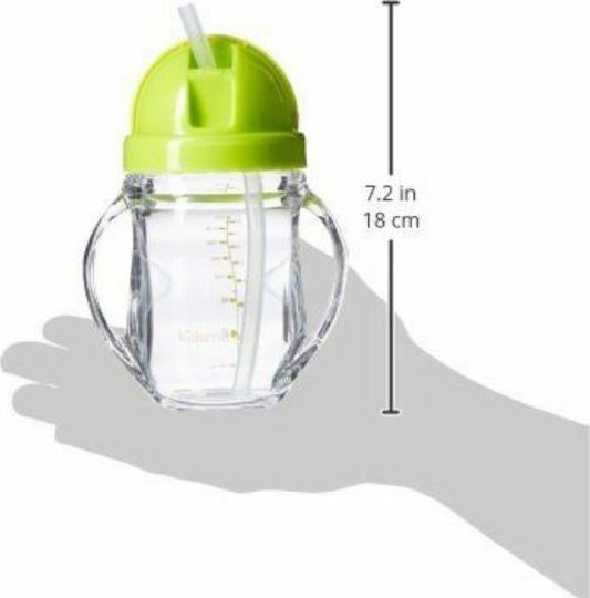 Kidsme Baby Cup with Handles and Straw made of Plastic Green 240ml for 9m+m+