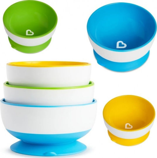 Munchkin Baby Food Bowl 6m+ made of Plastic Multicolour Blue-Green-Purple 3pcs
