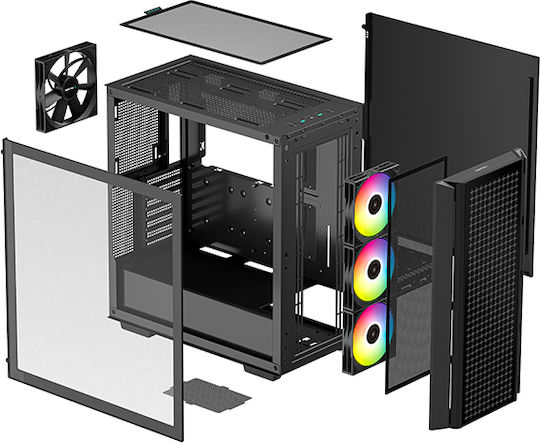 Deepcool CG540 Gaming Midi Tower Κουτί Υπολογιστή με Πλαϊνό Παράθυρο και RGB Φωτισμό Μαύρο