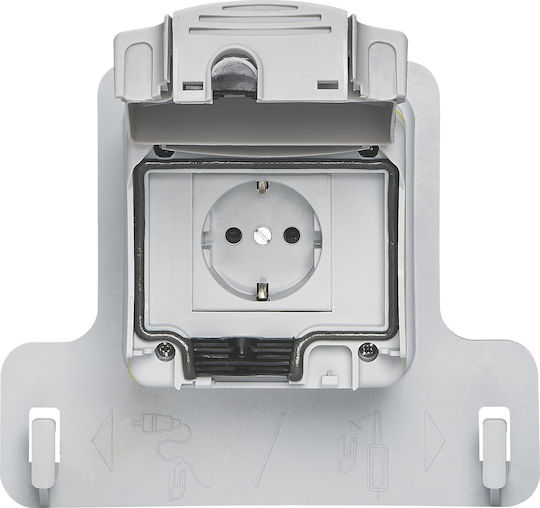 Legrand Green'up Access Priză Electrică Externă Simplă Rezistentă La Apă Cu Capac Gri
