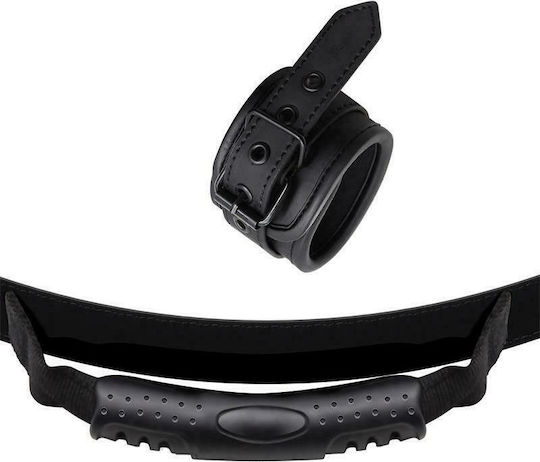 IntoYou Black Shadow Cuffs With Handle Handschellen Veganes Leder in Schwarz Farbe