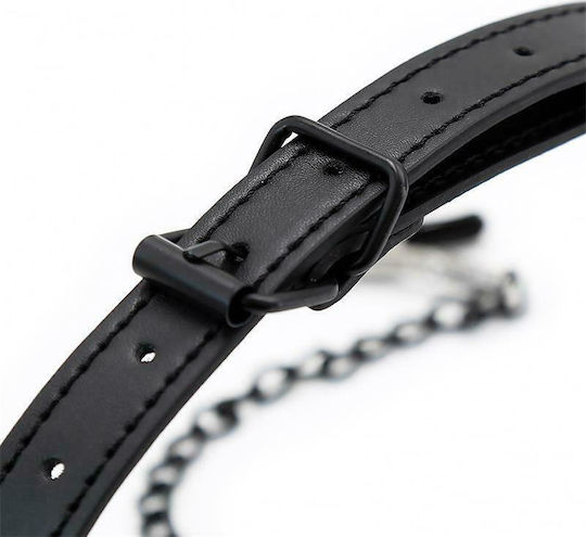 IntoYou Black Shadow Gag with Nipple Clamps Φίμωτρο Vegan Leather σε Μαύρο Χρώμα