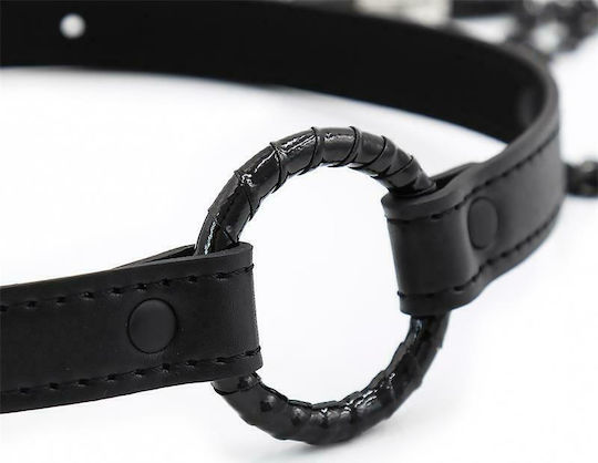 IntoYou Black Shadow Gag with Nipple Clamps Φίμωτρο Vegan Leather σε Μαύρο Χρώμα