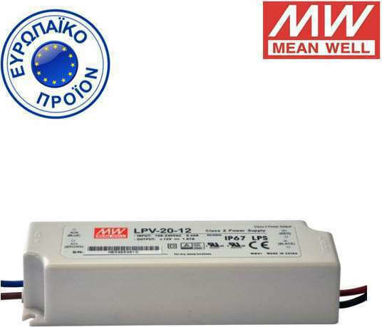 Mean Well Adjustable Dimmable LED Power Supply Waterproof IP67 Power 20W with Output Voltage 24V 2pcs