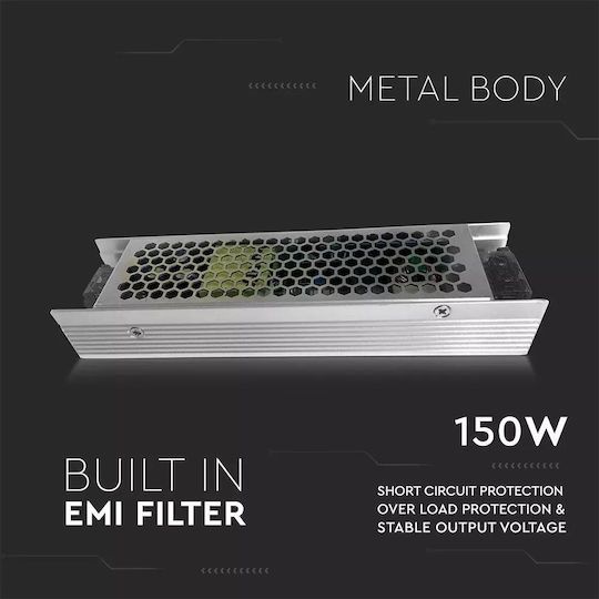V-TAC Dimmable LED Power Supply IP20 Power 150W with Output Voltage 12V