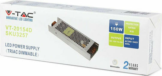 V-TAC Dimmable Τροφοδοτικό LED IP20 Ισχύος 150W με Τάση Εξόδου 12V