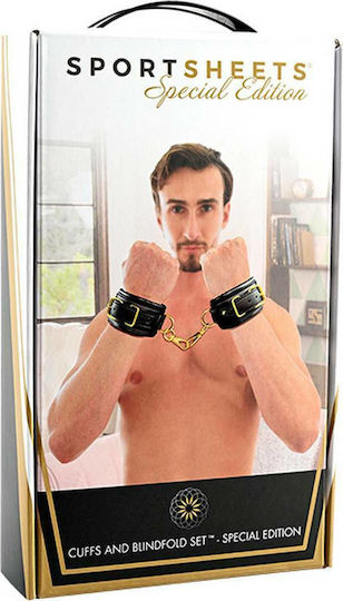Sportsheets Cuffs & Blindfold Set Special Edition BDSM Kit σε Μαύρο Χρώμα