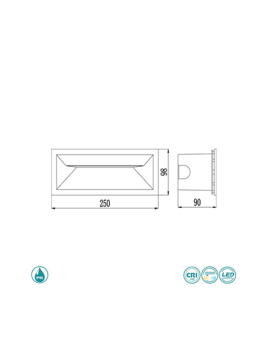 Sun Light Επιτοίχια Εξωτερική Πλαφονιέρα LED IP65 12.5W 9.8x25εκ.
