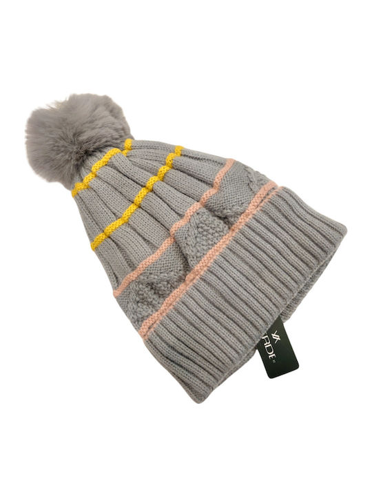 Verde Ribbed Beanie Cap Gray