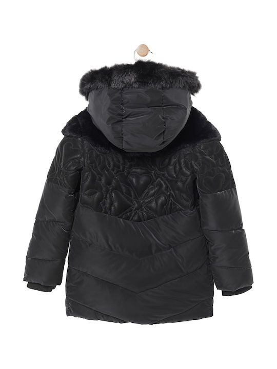 Kids' Casual Jacket Long Double Sided with Hood Black
