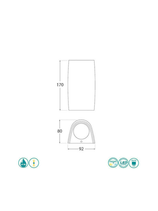 Fumagalli Marta 90 Wall-Mounted Outdoor Spot GU10 IP55 Double Beam 9.2x8x17cm