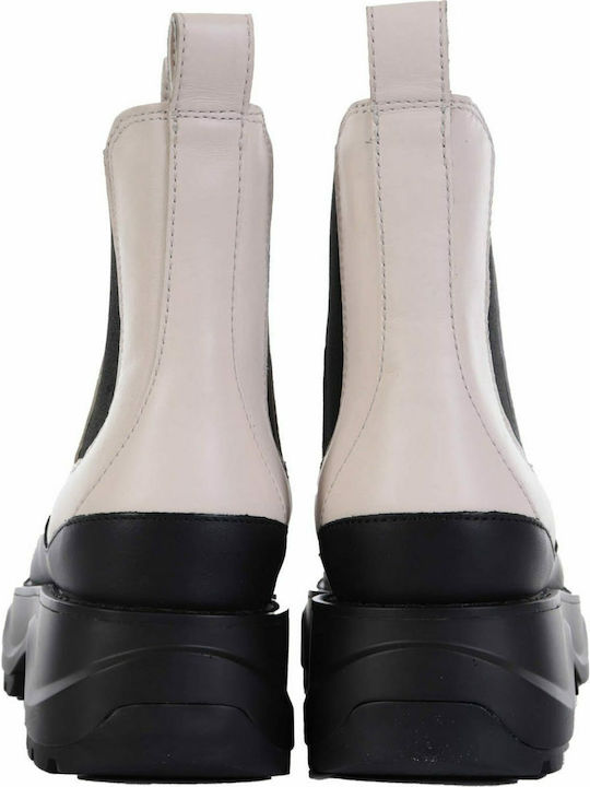 Dupree 40F1DUFE5L Leather Women's Chelsea Boots with Medium Heel Cream