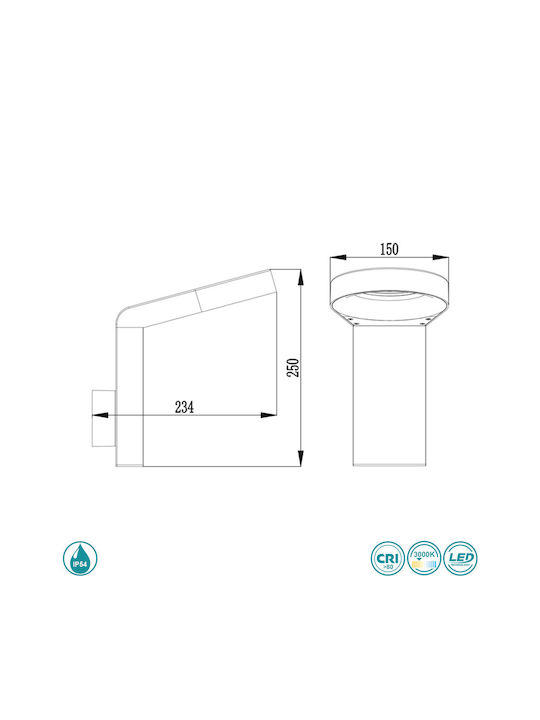 Sun Light Aplica de exterior montată pe perete LED IP54 6W 23.5x25εκ.