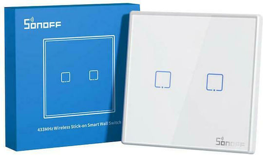 Sonoff RF-T2EU2C Elektrischer Wandtaster Berührungstaste Zwei-Wege mit Rahmen Weiß