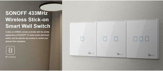 Sonoff RF-T2EU2C Elektrischer Wandtaster Berührungstaste Zwei-Wege mit Rahmen Weiß