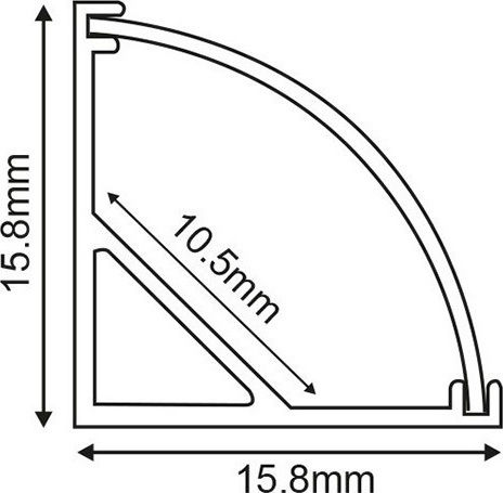 Aca Corn Extern Aluminiumprofil für LED-Streifen Ecke mit Opal Abdeckung 200x1.5x1.5cm