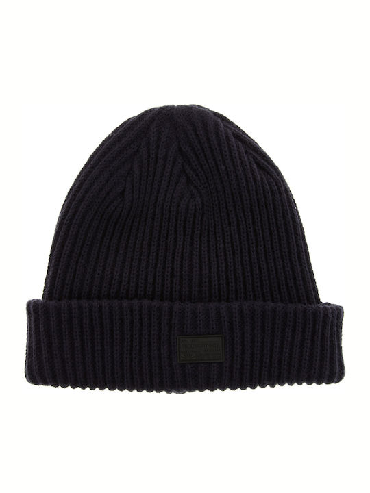Beanie Ανδρικός Σκούφος με Rib Πλέξη σε Navy Μπλε χρώμα
