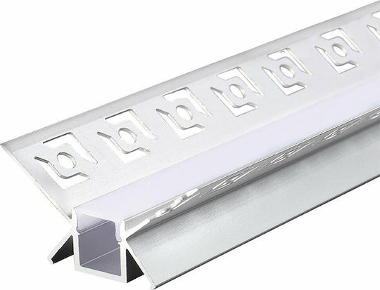 Aca Walled Aluminum Profile for LED Strip Corner with Opal Cover 200x4.6x2.4cm