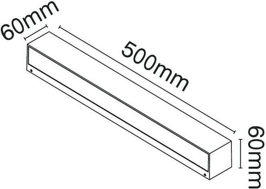VK Lighting Wandmontierte Außen-Deckenleuchte LED IP65 20W mit Warmweiß Licht Doppelstrahl 50x6x6εκ.