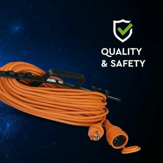 V-TAC VT-3002-30 Удължителен кабел с прекъсвач с дължина 30м с диаметър 3 x 1.5mm² Waterproof Оранжев