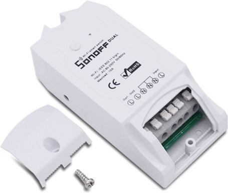 Sonoff DUALR2 Smart Ενδιάμεσος Διακόπτης Wi-Fi σε Λευκό Χρώμα