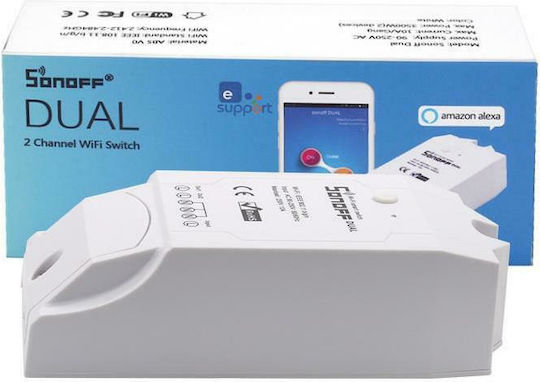 Sonoff DUALR2 Smart Ενδιάμεσος Διακόπτης Wi-Fi σε Λευκό Χρώμα