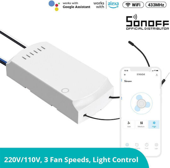 Sonoff iFan03 Smart Switch 1 Καναλιού Wi-Fi & RF 5A με Τηλεχειριστήριο SNF-IFAN03
