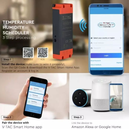 V-TAC Wi-Fi Temperature and Humidity Sensor