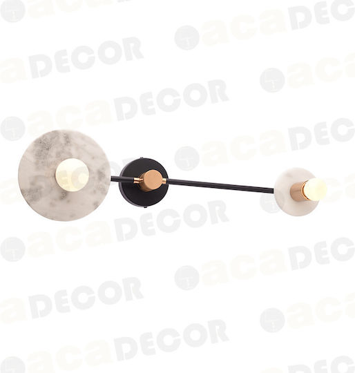 Aca Clock Modern Lamp Wall with Socket E27 Black 18x23x18cm