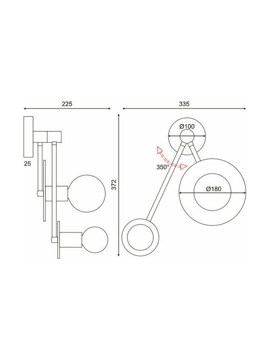 Aca Clock Modern Lamp Wall with Socket E27 Gold 74x23x18cm