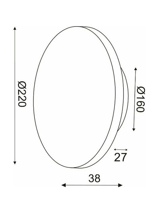Aca Eclipse Modern Lamp Wall with Integrated LED and Warm White Light 22cm