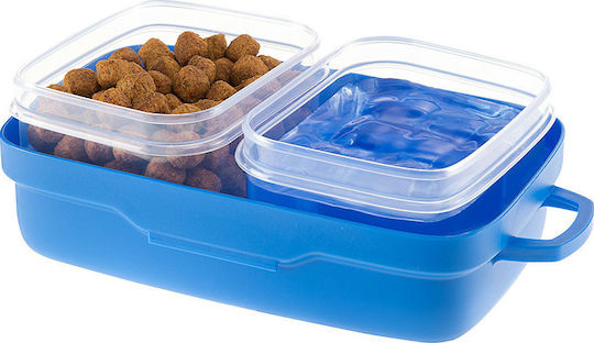 Ferplast Pet Risto Plastic Bowl Food & Water for Dog & Cat 2x 500ml in Blue Color
