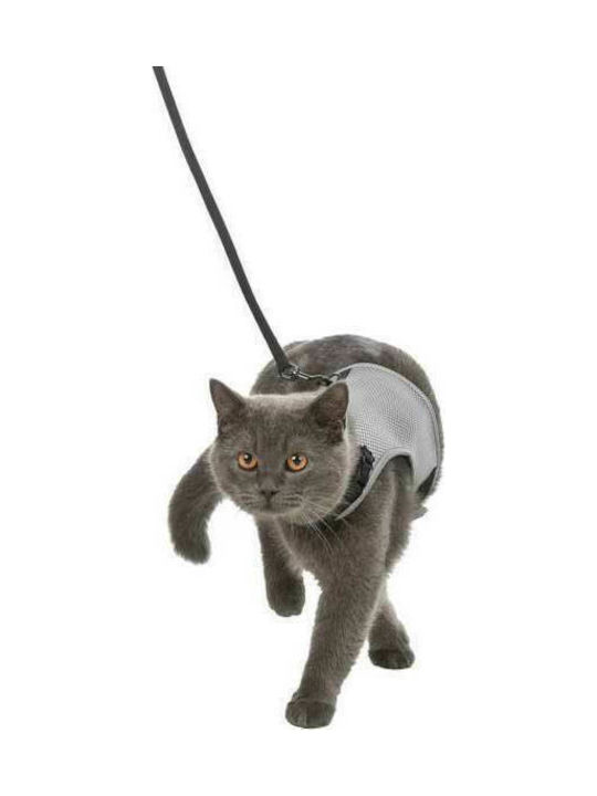 Trixie Cat Harness with Guide Ανακλαστικό Μαλακό Γιλέκο Gray 24 - 42cm