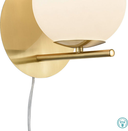 Trio Lighting Pure Modern Lamp Wall Socket with Socket E14 and Switch Gold 18x20cm
