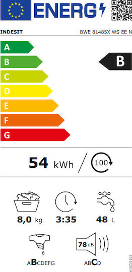 Indesit BWE 81485X WS EE N Mașină de Spălat Rufe 8kg 1351 Rotiri Echilibru Hidric Plus