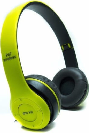 P47 Wireless BT On Ear Headphones with 10 hours of Operation Green
