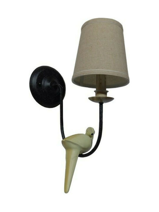 GloboStar Bird Vintage Wall Lamp with Socket E14 Black Width 16cm