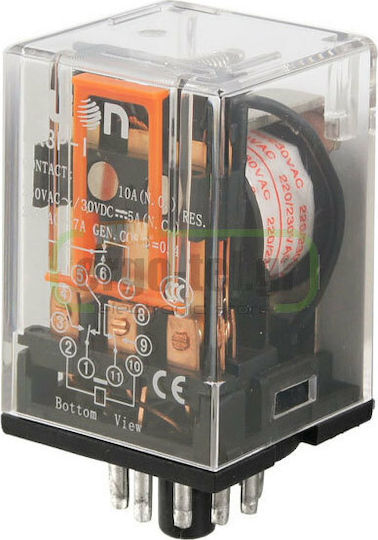 Adeleq Βιομηχανικό Ρελέ Λυχνίας 12V 11 Πόδια 12V DC 11-3120