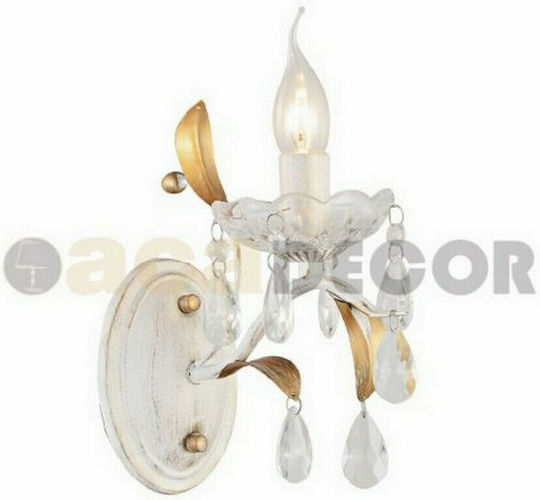 Aca Sardinia Classic Lamp Wall with Socket E14 White 11x23.5x15.5cm