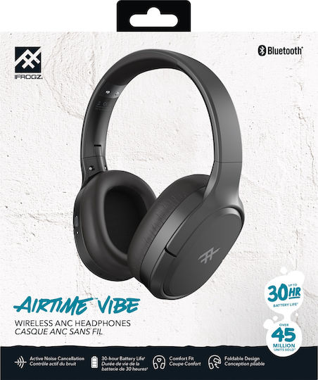 iFrogz Airtime Vibe Kabellose Bluetooth Über Ohr Kopfhörer mit 30 Stunden Betriebszeit Schwarz