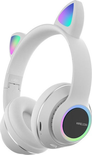 L450 Wireless / Wired On Ear Headphones with Radio with 10 hours of Operation White