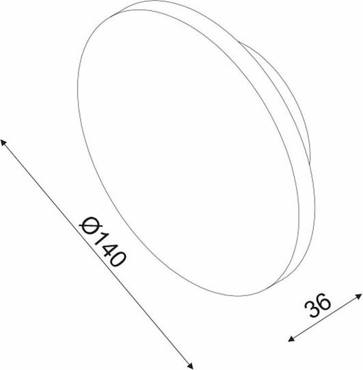 Aca Eclipse Μοντέρνο Φωτιστικό Τοίχου με Ενσωματωμένο LED και Θερμό Λευκό Φως Γκρι 14εκ.