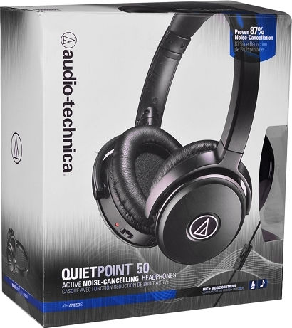 Audio Technica ATH-ANC50iS Wired Over Ear Headphones with 40 hours of Operation Black